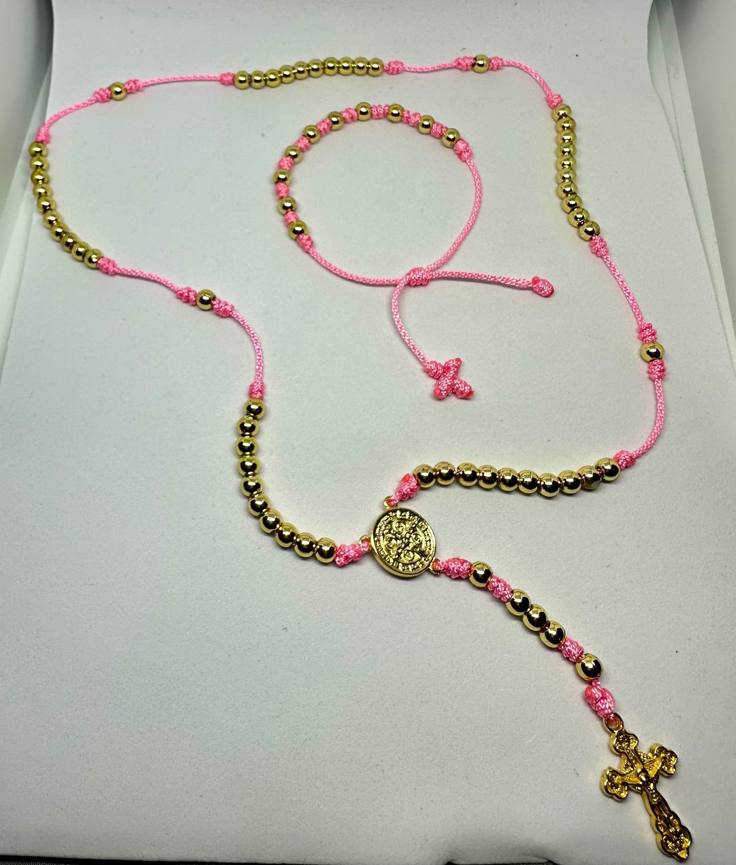 Conjunto Rosario con Denario en rosa